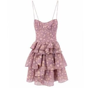 Ulla Johnson Celina Silk Cotton Blend Dress Sz 8 Ruffle Pattern Mini NWOT